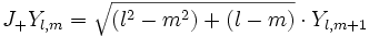 J_+ Y_{l,m} = \sqrt{(lˆ2-mˆ2)+(l-m)}\cdot Y_{l,m+1}