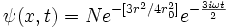\psi(x,t) = N eˆ{-[3rˆ2/4 r_0ˆ2]} eˆ{-\frac{3 i \omega t}{2}}