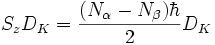  S_z D_K = \frac{(N_\alpha - N_\beta)\hbar}{2}D_K 