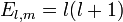 E_{l,m}  = l (l+1)∼