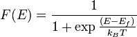  F(E)=\frac{1}{1+\exp \frac{(E-E_f)}{k_BT}}